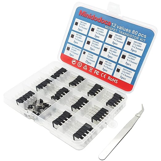 Minidodoca 12 Values 80 Pcs MOSFET Transistor Assortment Kit N&P Channel MOSFET by minidodoca