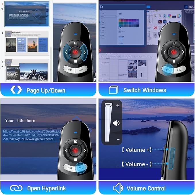 2 in 1 Type C USB Presentation Clicker，Wireless Presenter Remote PowerPoint - Image 3