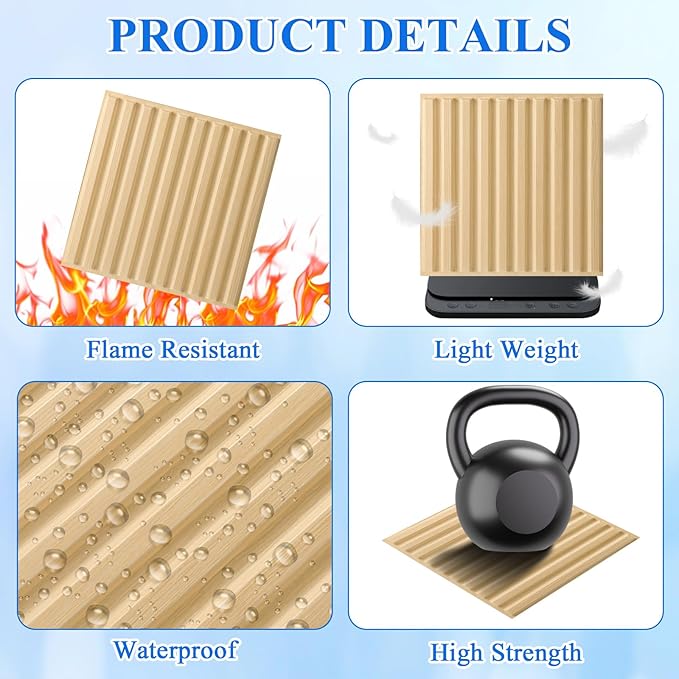 Nuanchu 32 Pcs 3D Slat Wall Panels 12 x 12 Inch PVC Fluted Textured Panel - Image 3