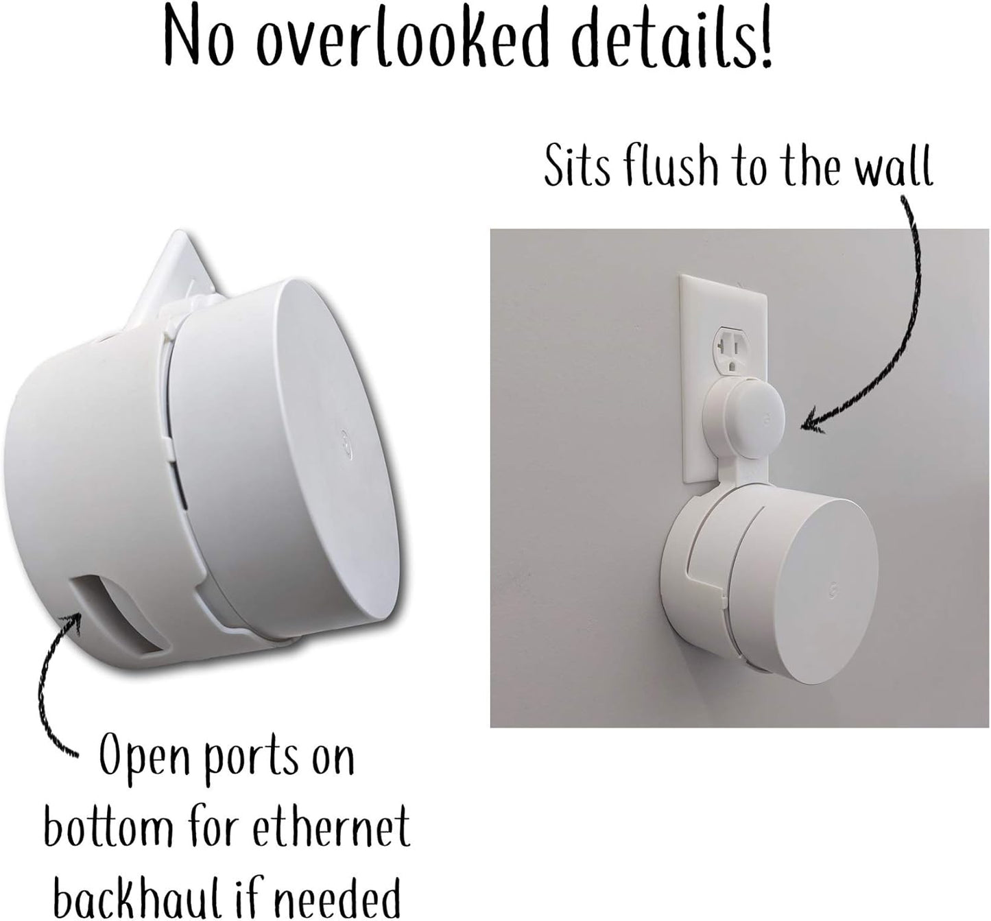 Google WiFi Outlet Mount | Round Plug (2020-Present) | 1-Pack
