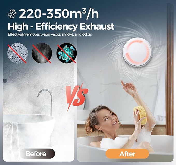 6" Bathroom Exhaust Fan with Light, 10 RGB Lights Upgraded 2 Way 6 Speed - Image 7