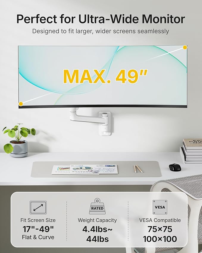 monTEK 17-49 inch Single Monitor Wall Mount - Image 3