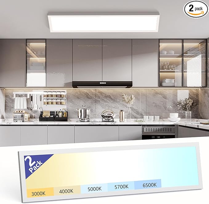 AIKVSXER 1x4 Led Flat Panel Light Surface Mount-2 Pack, 50W 5500Lm Dual by AIKVSXER