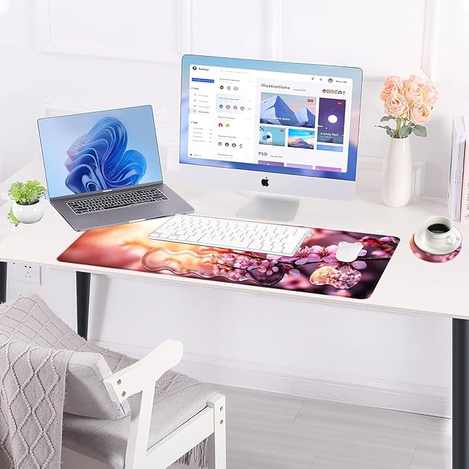 BFUKVOU Large Keyboard Mouse Pad Set, Extended Mouse Pad+Keyboard Wrist Rest - Image 3