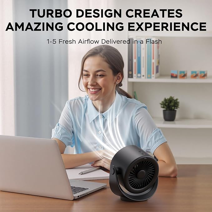 MORECORE Desk Fans for Bedroom, Strong Airflow Turbo Quiet Small USB Fan - Image 2