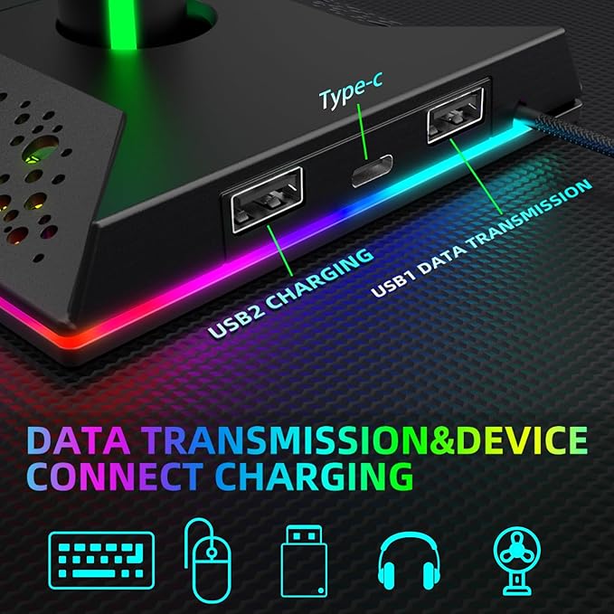 CybJoy RGB Headset Stand, Gaming Controller Stand - Image 3