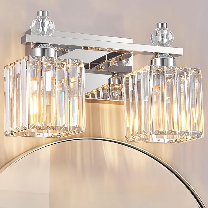 FDPBY Chrome Bathroom Vanity Lights Crystal Vanity Light Bathroom Lighting by FDPBY