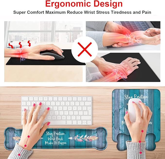 Keyboard Wrist Rest and Mouse Pad Wrist Support Set, Inspirational Quote Stay - Image 3