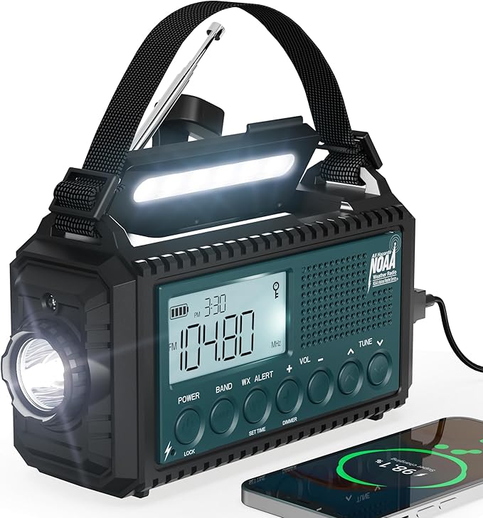Emergency Weather Radio with AM/FM/NOAA/SW, 5 Ways Powered Solar Hand Crank by Mesqool