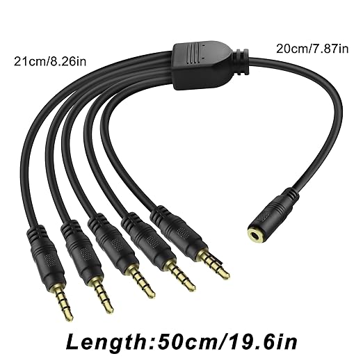 MEIRIYFA 3.5mm Headset Splitter Cable 1/8" 4-Pole/3-Rings TRRS 1 Female to 5 - Image 3