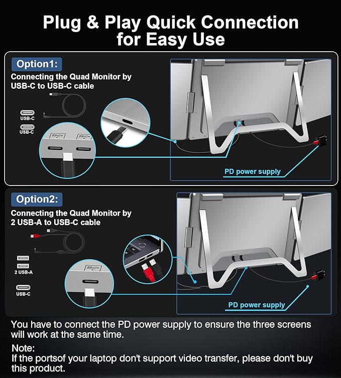FOPO 14" Laptop Screen Extender, FHD 1200P IPS Monitor Extender, Just 1 Cable - Image 3