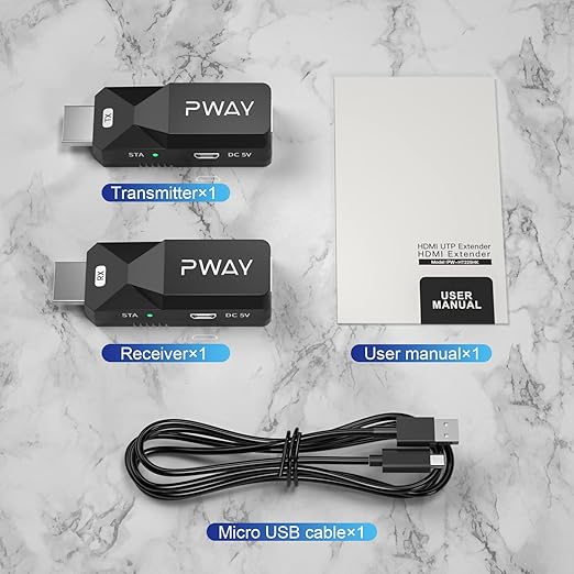 PWAY HDMI Extender 165ft Audio Video 1080P Over Cat5 Cat6 Ethernet Cable - Image 7