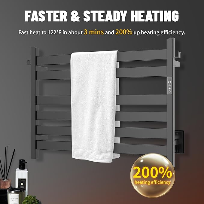 K&KALONZO Towel Warmer for Bathroom, Wall-Mounted 6-Bar Heated Towel Rack - Image 2
