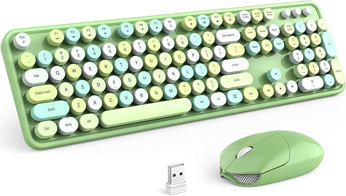 MOFII Wireless Keyboard and Mouse Combo, 2.4GHz Retro Full Size Typewriter by MOFII
