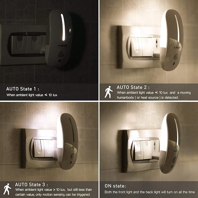Sensky Motion Sensor Night Light Eye Friendly Front Low Light and Bright Back - Image 4