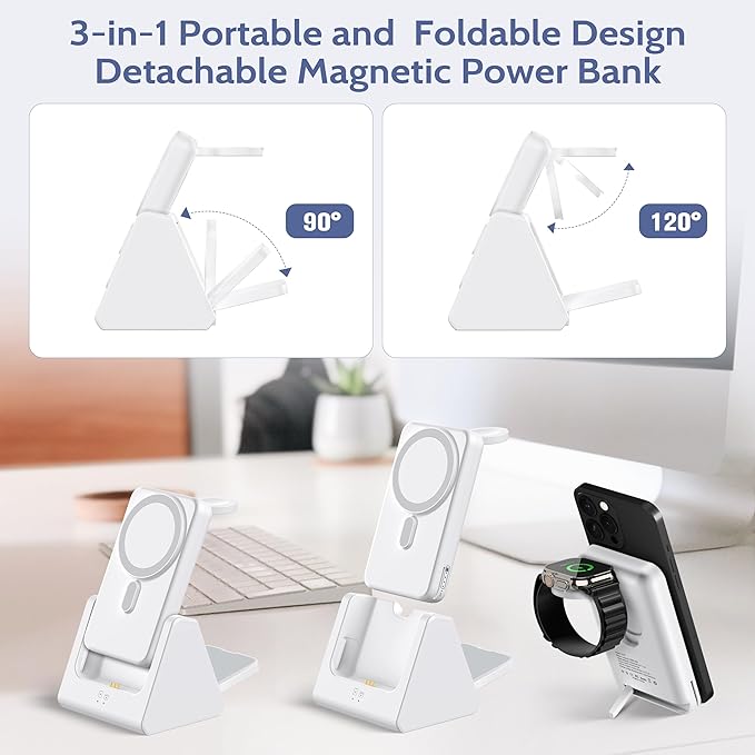 Smtcsl 3-in-1 Wireless Charging Station: Portable 5000mAh Power Bank Charger - Image 4