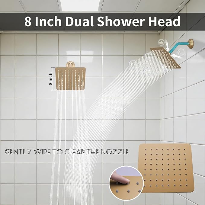 KATAIS Brushed Gold Shower System Digital Temperature Display Shower Faucet Set - Image 4