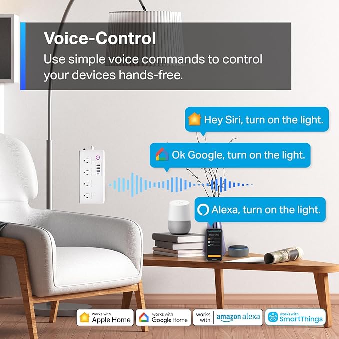 Matter Smart Power Strip, WiFi Flat Plug Strip - Image 4