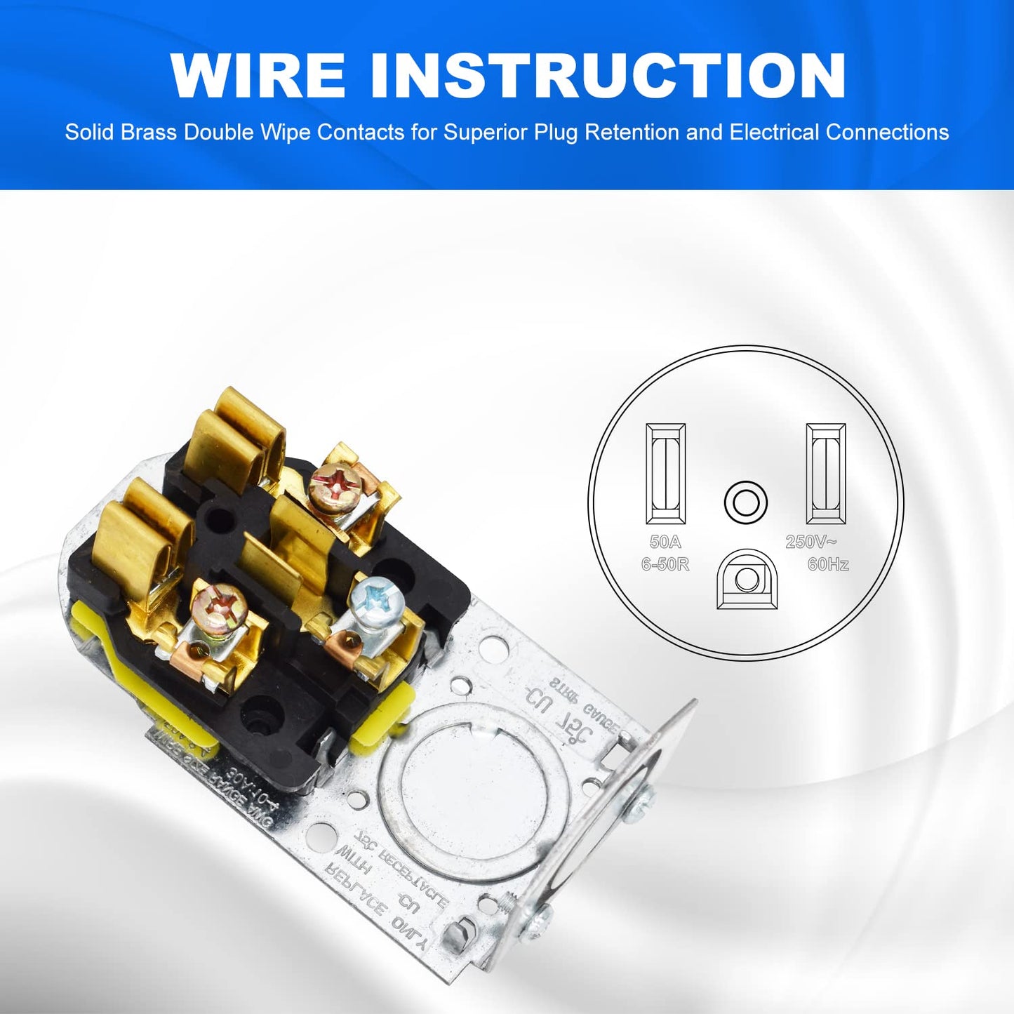 Micmi NEMA 6-50R Receptacle 2-Pole 3-Wire Surface Mount Power Receptacle 250V 50A UL Listed, Black 2 Pack (NEMA 6-50R)