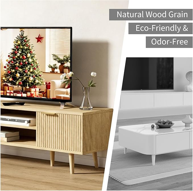 YLGJ&TIDY Modern Wood TV Stand Up to 60'', Universal Entertainment Center - Image 4
