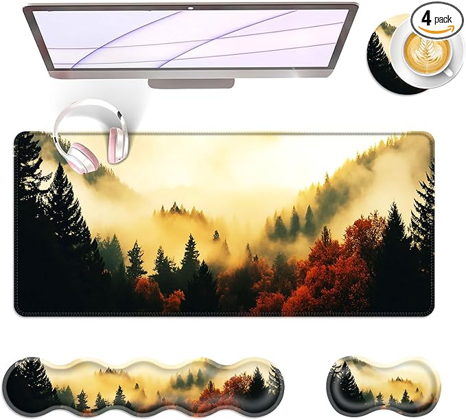 BFUKVOU Large Keyboard Mouse Pad Set, Extended Mouse Pad+Keyboard Wrist Rest by Unknown