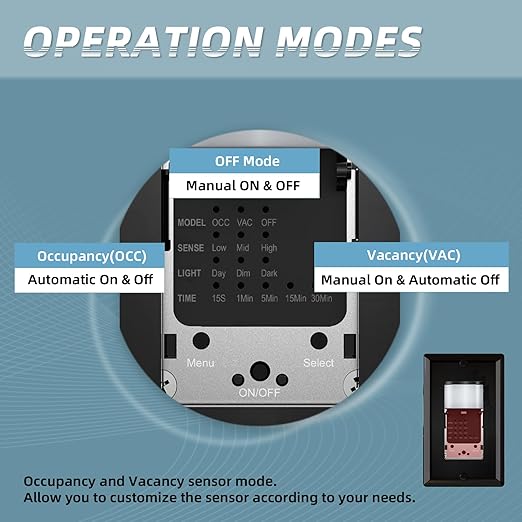 ECOELER Black PIR Motion Sensor Light Switch, Occupancy Motion Detector Switch - Image 3