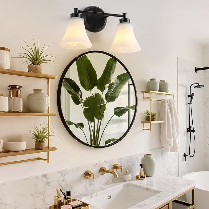 LOUSACE 2 Light Bathroom Vanity Light Matte Black Bathroom Lighting Fixtures - Image 4