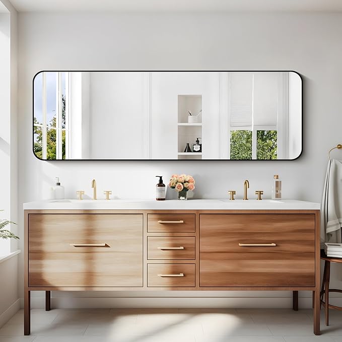60" x 20"Bathroom Mirror, Matte Black Wall Mirror - Image 4