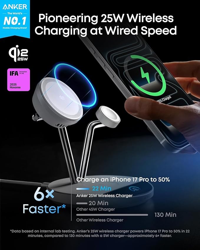Anker Prime MagSafe Charger Compatible, 3-in-1 Charging Station, Qi2 25W - Image 2