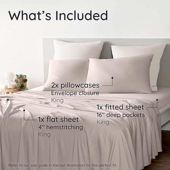 Bambaw 100% Viscose Derived from Bamboo Sheets King Size Set – 4pcs Luxury Bed - Image 2