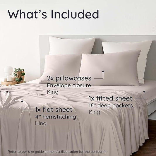 Bambaw 100% Viscose Derived from Bamboo Sheets King Size Set – 4pcs Luxury Bed - Image 2