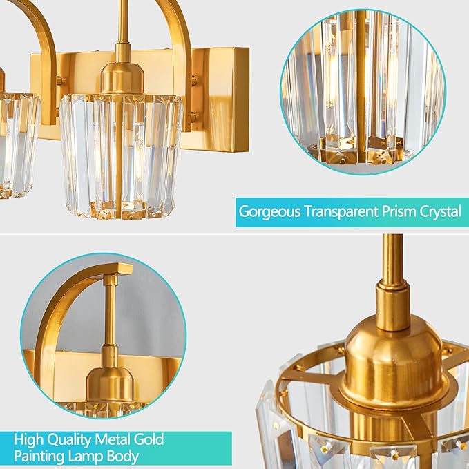 FDPBY Modern Bathroom Vanity Light, 2-Light Gold Wall Sconce - Image 2