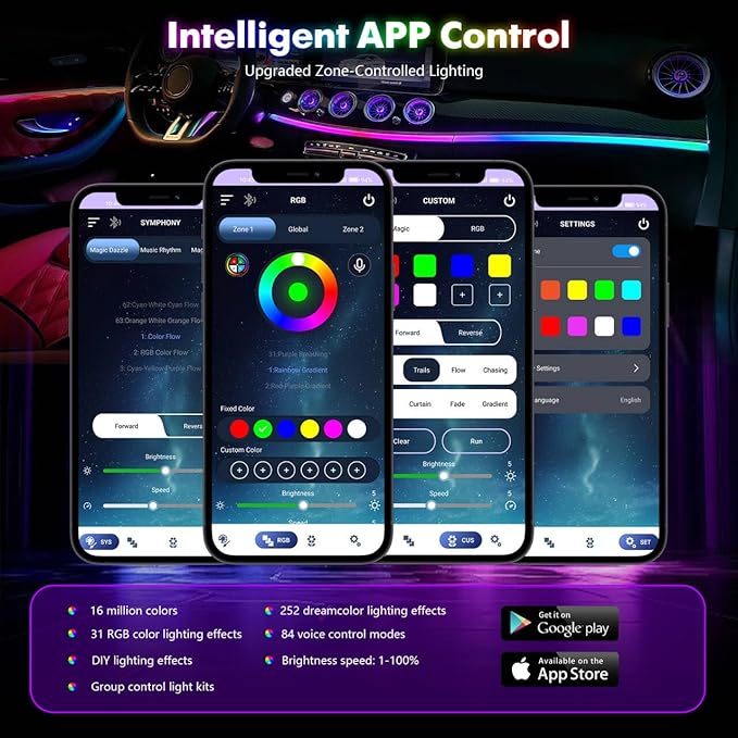 New Version Dreamcolor Acrylic Car Interior Lights 18 in 1 RGB Car Ambient - Image 7
