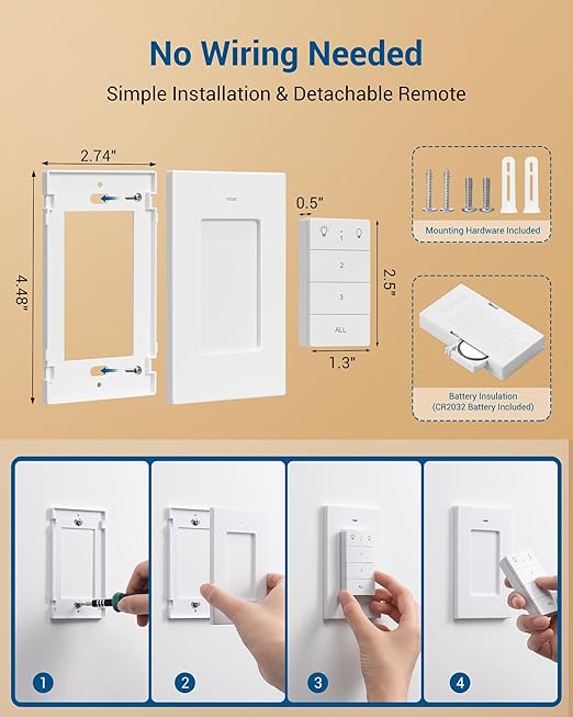 DEWENWILS Remote Control Outlet Wireless Light Switch, 2 Independent Control - Image 6