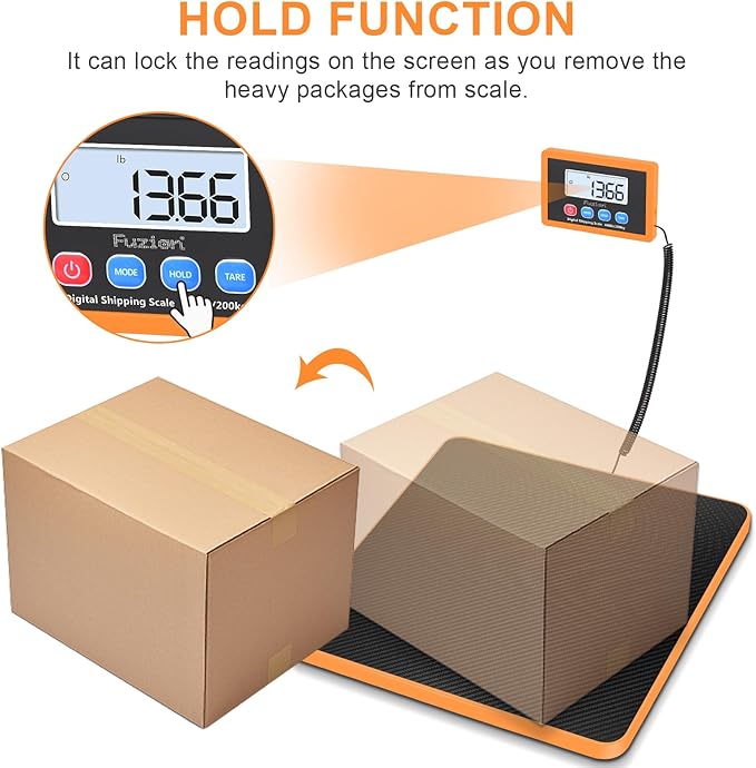 Fuzion Shipping Scale, 440LB/200KG x 10g Digital Postal Scale, Hold/Tare - Image 3