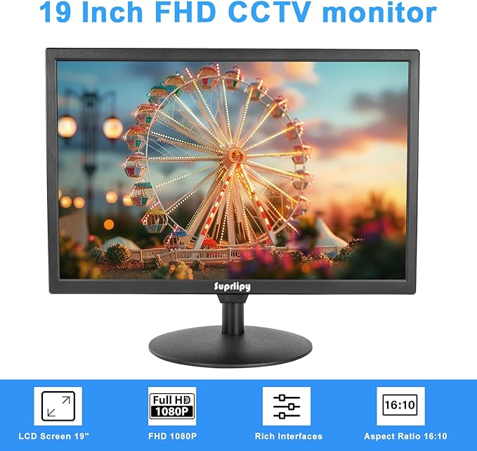 Suprlipy 19 inch FHD Small IPS Monitor LCD Display Screen 1440x900 60Hz 16:10 - Image 2