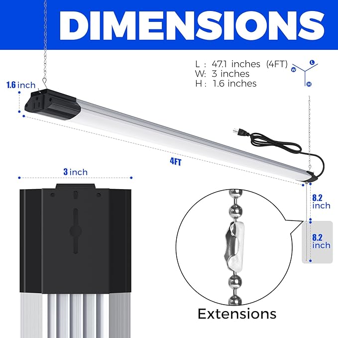 Barrina BS84 LED Shop Lights for Workshop 4FT, 5000K Utility Shop Lights - Image 7