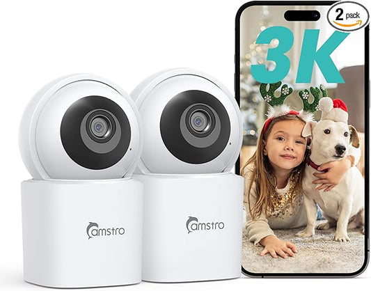 CAMSTRO 3K Indoor Security Camera 2 Pack, 360° Pan/Tilt WiFi Camera by CAMSTRO