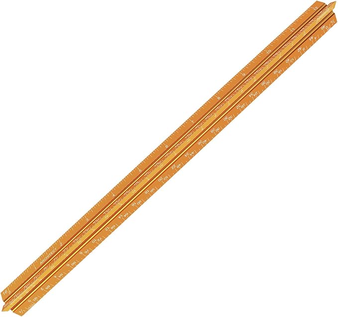 12" Architectural Scale Ruler Aluminum Architect Scale Triangular Scale Ruler - Image 2