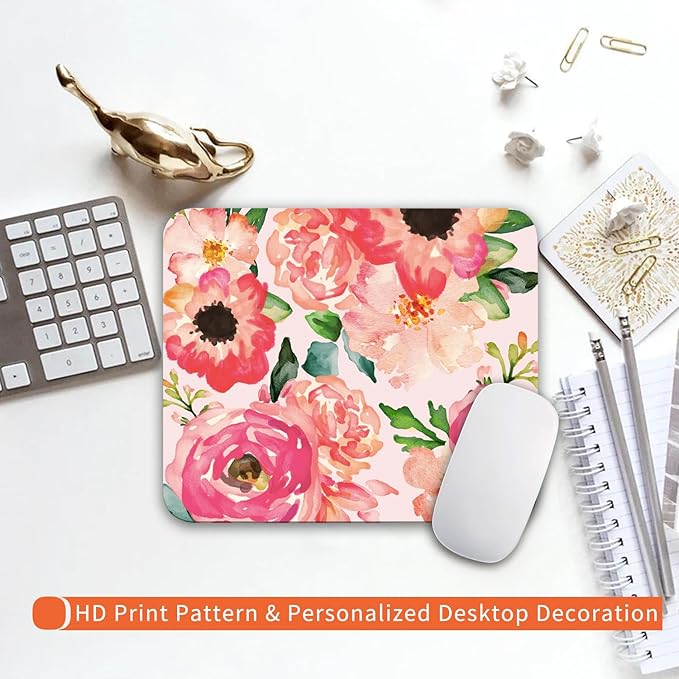 Armanza Square Mouse Pad Pink Watercolor Flower, Personalized Premium-Textured - Image 6