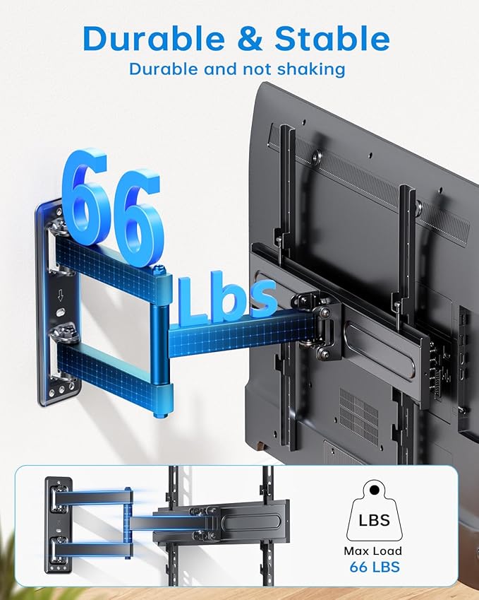 Full Motion TV Wall Mount for Most 32-55 inch TVs up to 66 lbs, Tilt - Image 4