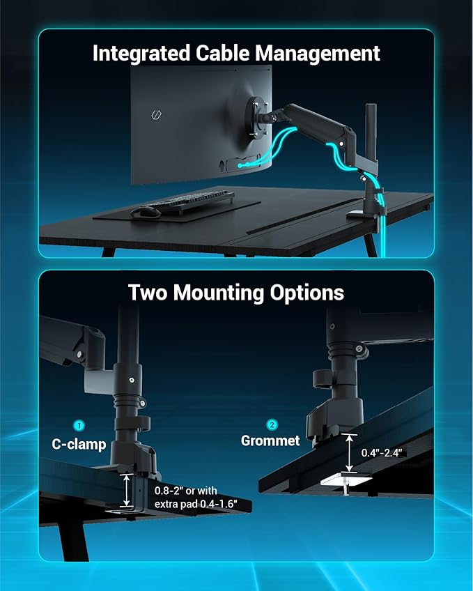 Heavy Duty Monitor Arm for 13-49 Inch Ultrawide Screens, Holds Up to 44lbs - Image 6