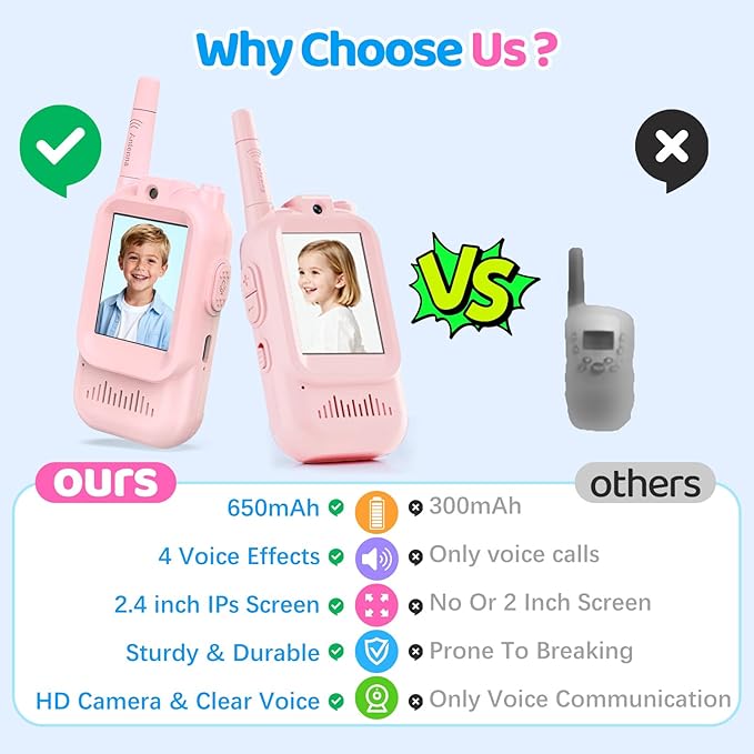 Video Walkie Talkies for Kids Toys, for Grandkids, 2 Pack HD Kids Walkie - Image 8