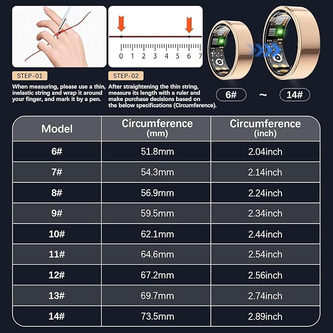 Smart Health Ring for Women Men, Fitness Tracker Ring - Image 2