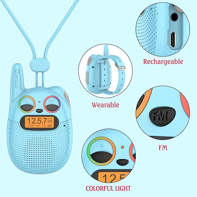 Qniglo Walkie Talkies for Kids Rechargeable 2 Pack, Christmas Birthday Gifts - Image 5