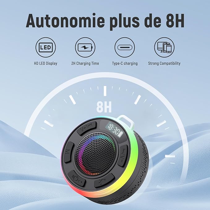 IPX7 Waterproof Shower Bluetooth Speaker, Portable Small Speaker - Image 7
