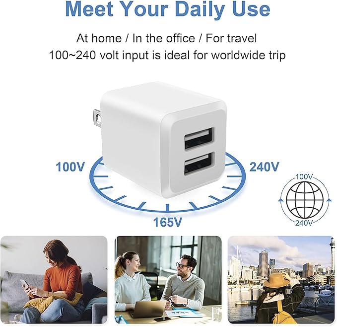 USB Wall Charger, Charger Block，Dual Port USB Cube Chargers，Power Adapter - Image 7