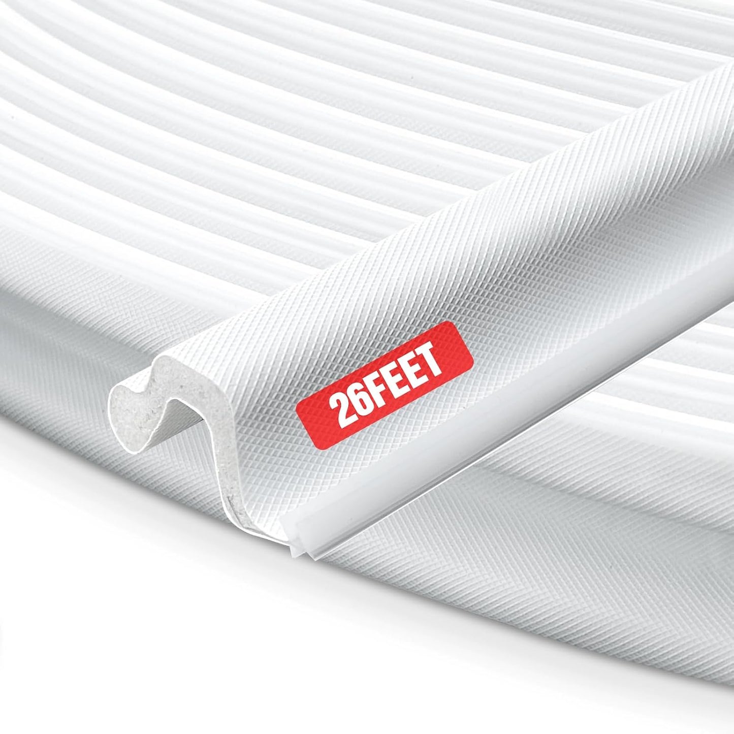Extra Wide Kerf Door Weatherstripping for Door Frame Seal,New Upgrape V-Shaped Front Door Weather Stripping,Thicken Exterior Door Weatherstrip for Large Gap,White Soundproof Insulation Strip 26Ft