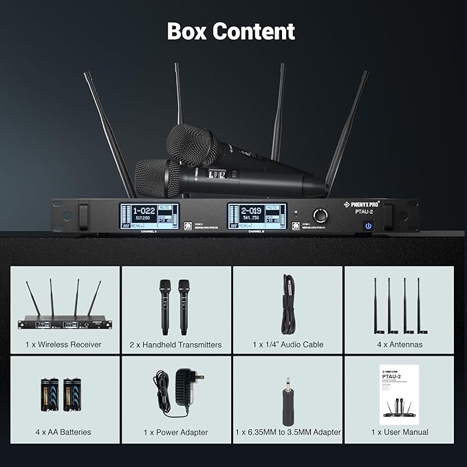 Phenyx Pro Dual-Channel Wireless Microphone System, Dynamic Mics w/ID Lock - Image 7