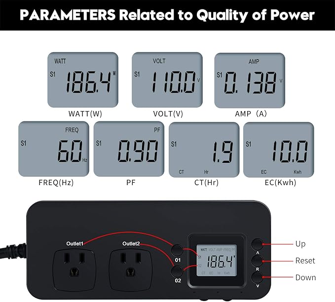 Electricity Usage Monitor, Briidea Power Consumption Watt Voltage Amp Meter - Image 3